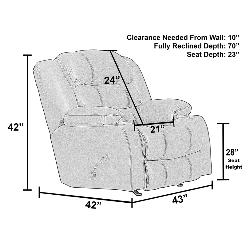 Catnapper Berkley Rocker Recliner with Dual Cupholders in Gray Polyester Fabric