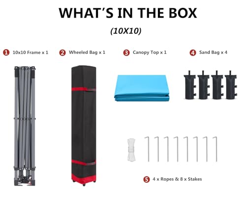 ABCCANOPY Pop Up Canopy - Outdoor Patio Portable Canopy Tent Heavy Duty for Backyard and Deck with 4 Sandbags(White, 10x10)