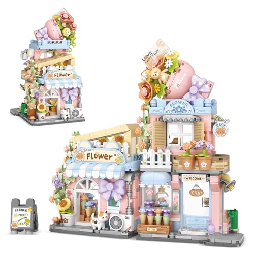 Street View Tea Shop Mini Building Blocks, MOC Creative Building Toys Cute Panda Animals Building Set for Girls 6-12, Simulation Architecture Construction Toy, Gift Idea for Kids Adults (860PCS)
