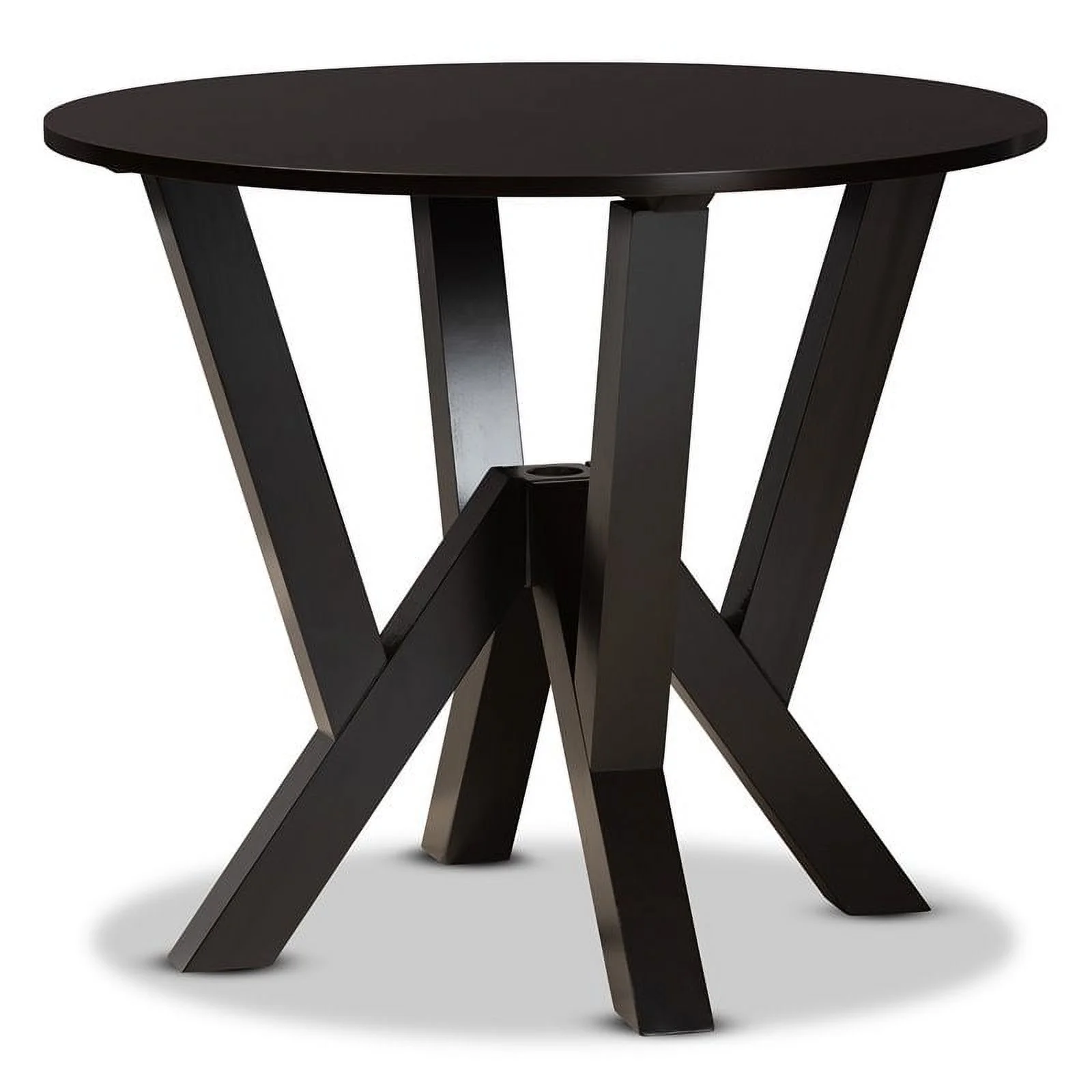 Bowery Hill Modern Dark Brown Finished 35-Inch-Wide Round Wood Dining Table