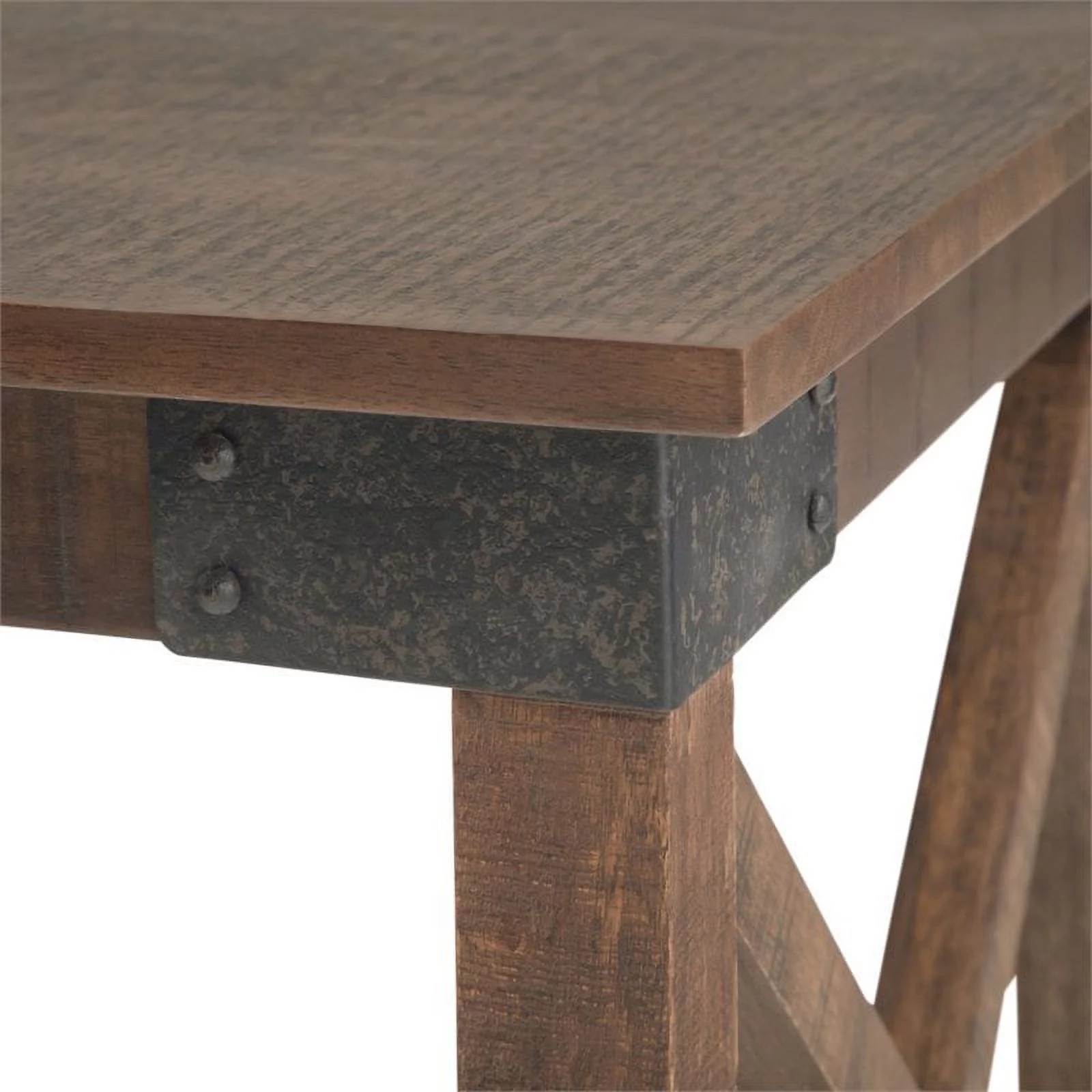 Pemberly Row Farmhouse Solid Wood End Table in Distressed Dark Brown