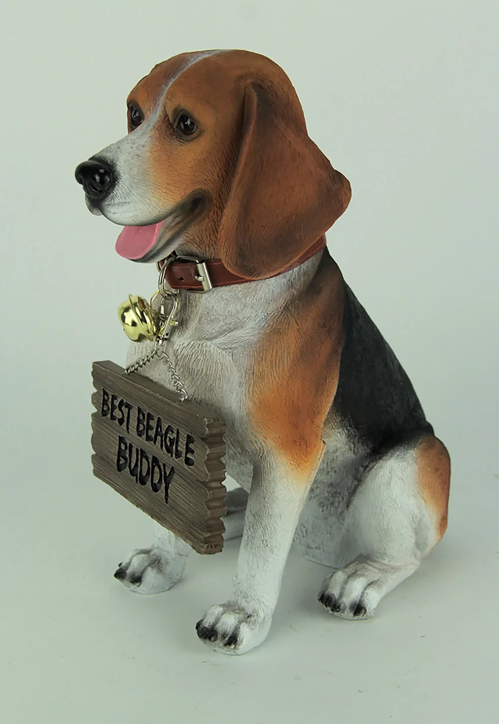 12 inch Buddy the Beagle Dog Realistic Lifelike Statue with Reversible Sign