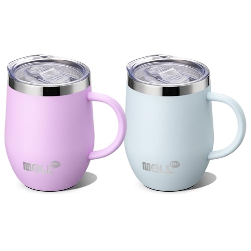 Tumbler with Lid and Straw-12 oz Stainless Steel Double Wall Vacuum Insulated Tumbler Cup with Handle (Canyon Red-Sky Blue)