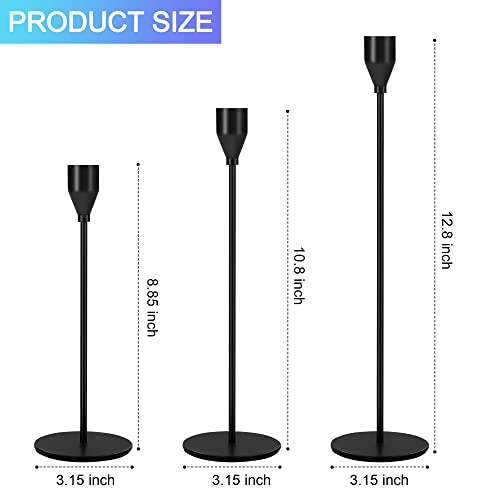 24Pcs Candle Holders, Black Candlestick Holder in Bulk Taper Candle Holders for Pillar Candles Metal Candle Stands For Table Centerpiece, Wedding, Dinning, Party, Valentines Home Decor (Black)