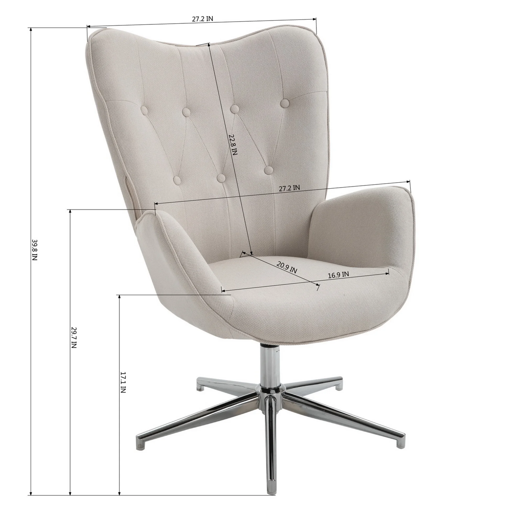 Homy Casa Mid-Century Leisure Accent Chair, Upholstery Armchair Beige