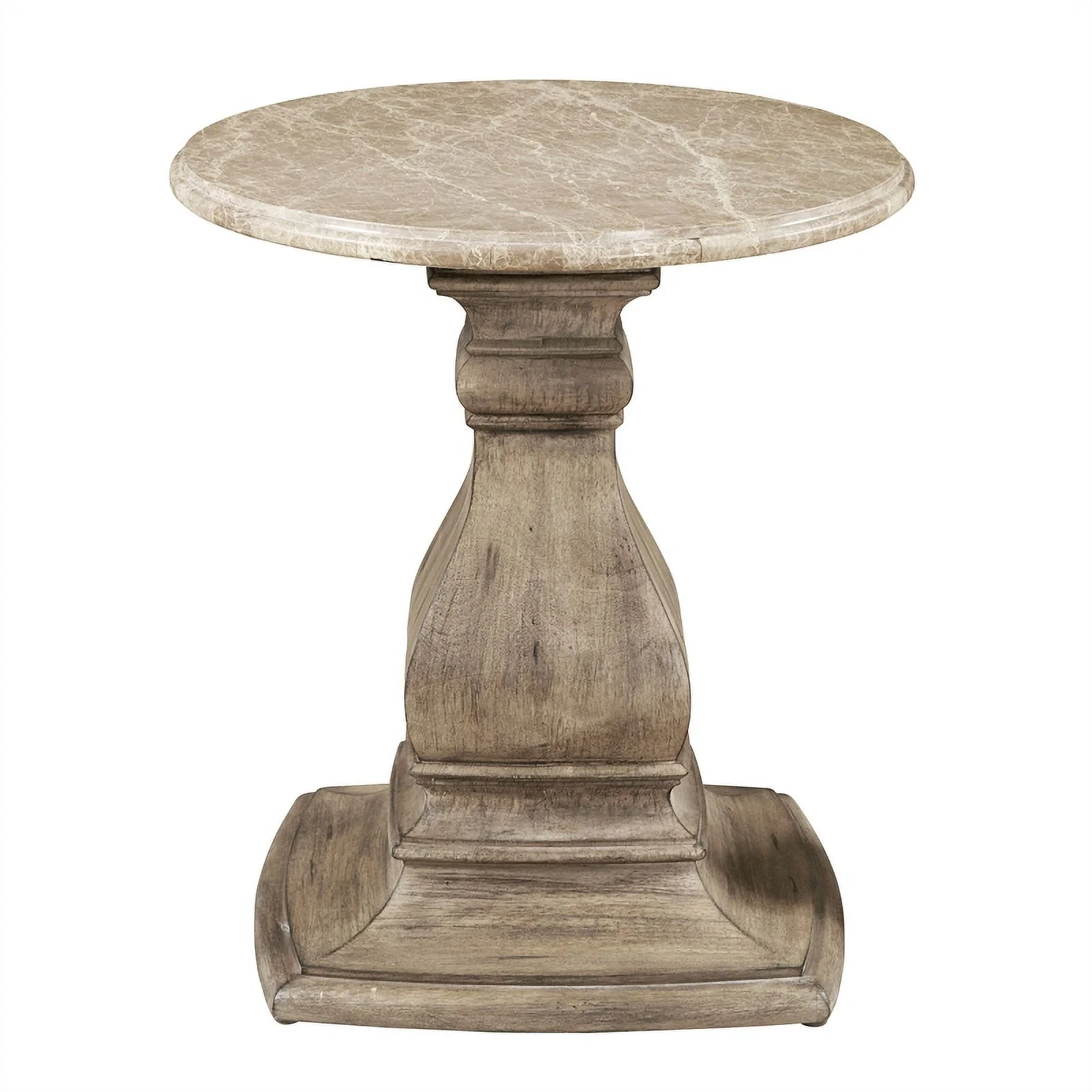 Garrison Cove Stone-Top Round Side Table in Honey Brown by Pulaski Furniture