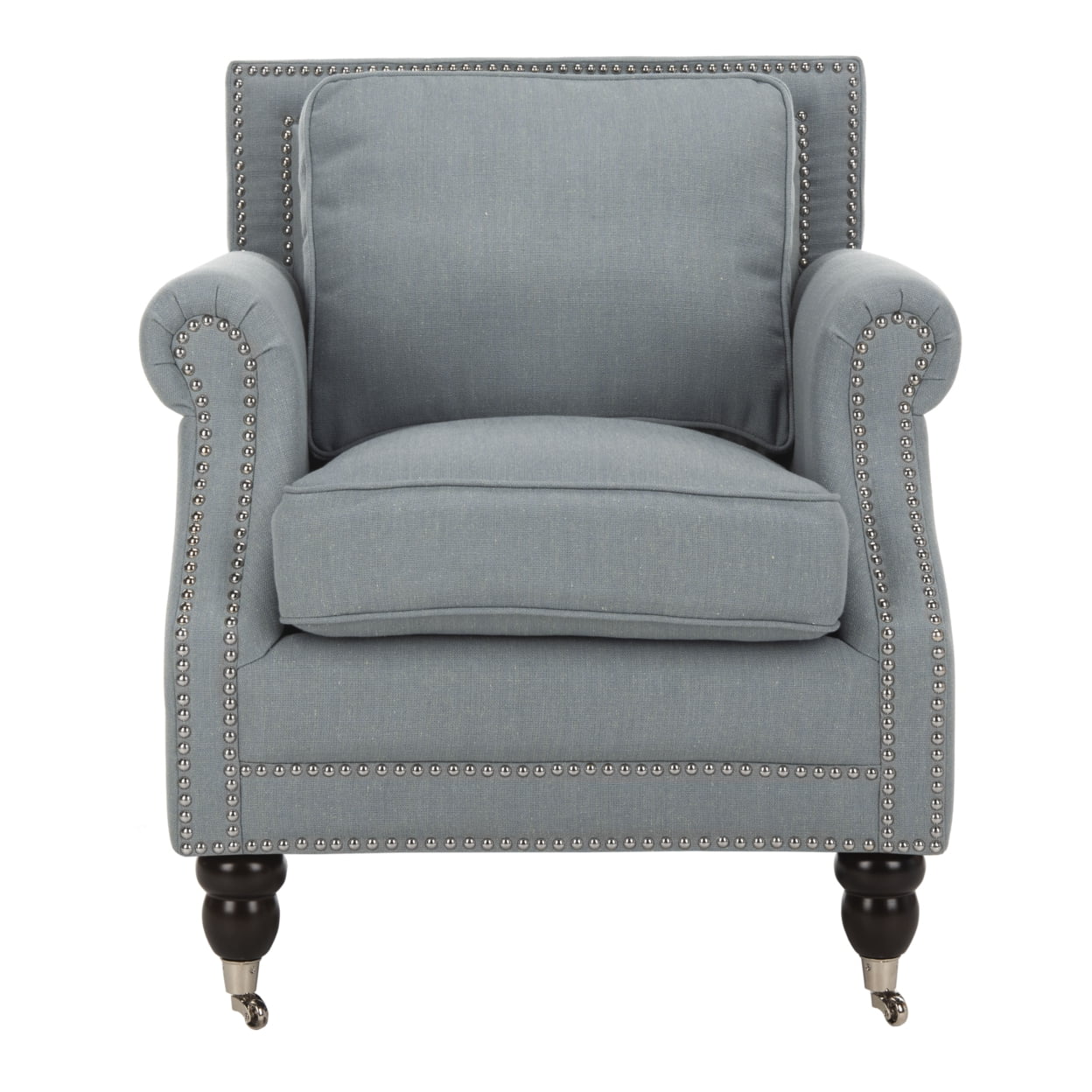 SAFAVIEH Karsen Club Chair With Silver Nail Head Sky Blue