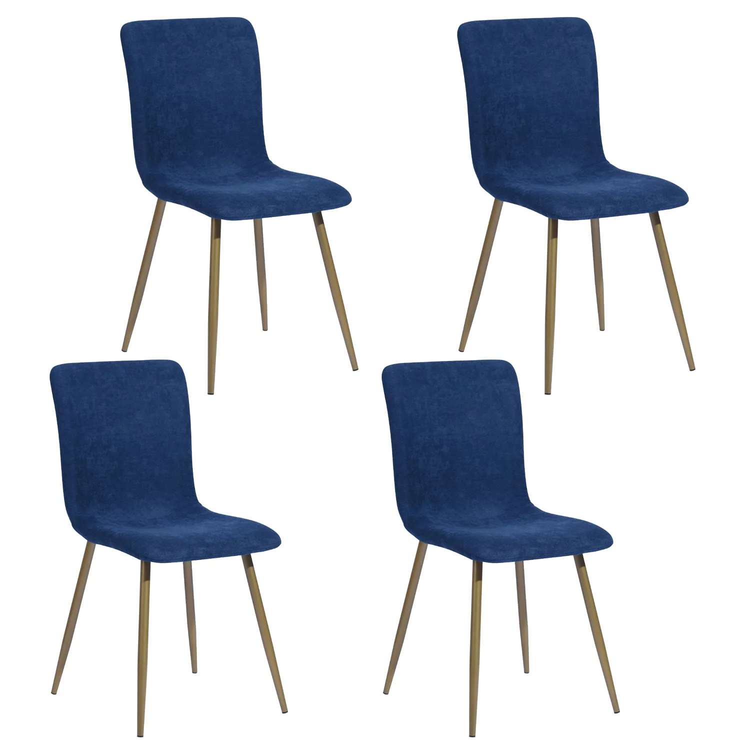 Homy Casa Modern Dining Chairs Set of 4, Upholstered Velvet Fabric Side Chairs with Gold Metal Legs, Navy Blue