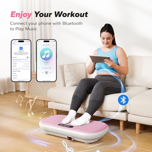 MERACH Vibration Plate Exercise Machine, Vibration Plate 440 Lbs Capacity, Bluetooth and Silicone Pedal, Stimulate Deep Fat, Vibration Plate for Lymphatic Drainage, Vibrating for Weight Loss