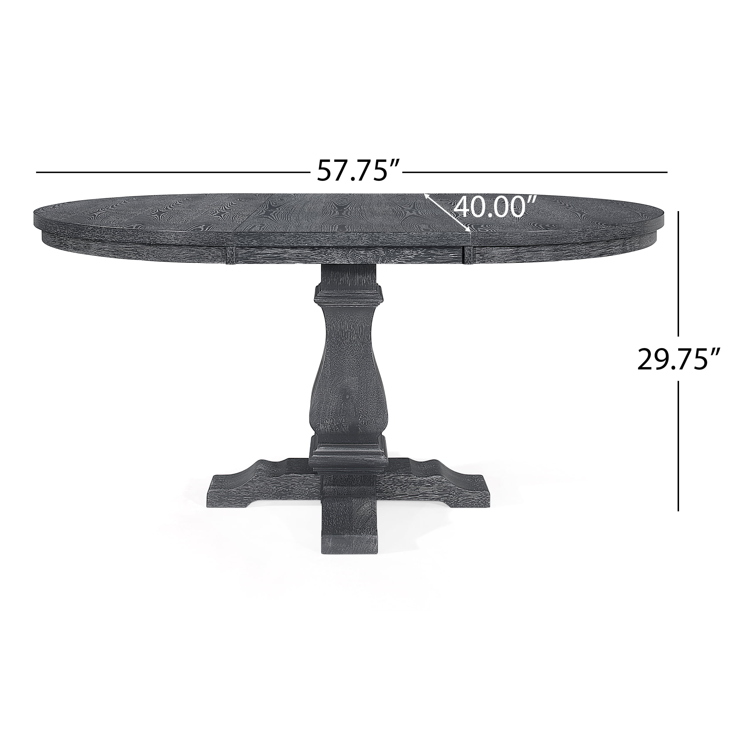 Aisenbrey French Country Wood 5-Piece Expandable Oval Dining Set, Gray and Black