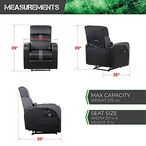 X Rocker Gamma Recliner Gaming Chair, 2.1 Bluetooth Audio System, Headrest Mounted Speakers, Built-in Footrest and Cupholder, 718001, 34.84