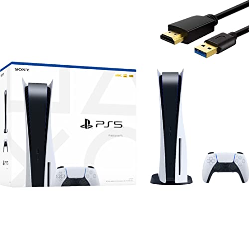 PlayStation 5 Disc Edition 825GB Gaming Console + 1 Wireless Controller for PS5, 8-Core x86-64-AMD Ryzen Zen 2 CPU, 16GB GDDR6, Up to 120FPS, Michooyel HDMI_Cable