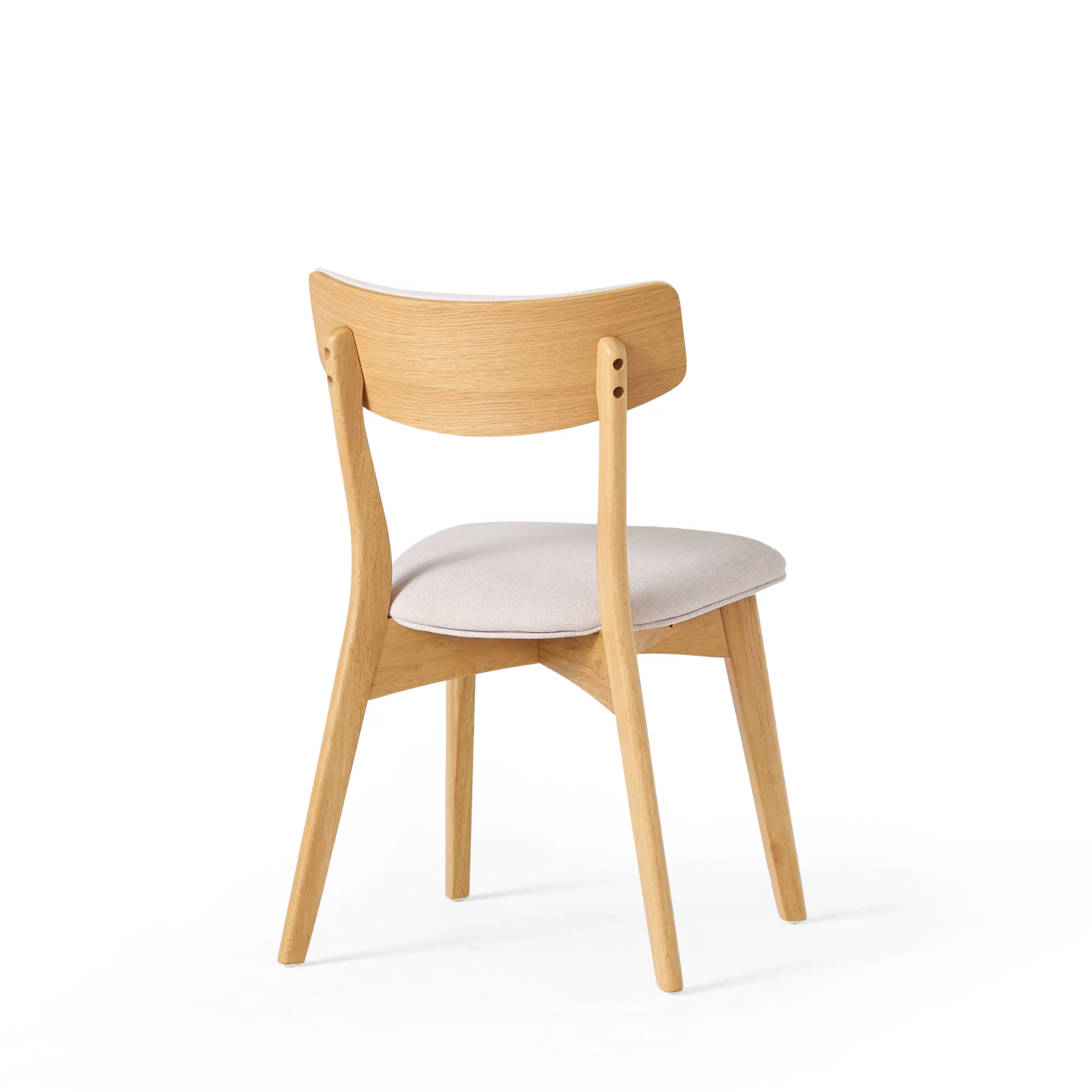 Abrielle Mid Century Modern Dining Chairs with Rubberwood Frame, Set of 2, Light Beige and Natural Oak