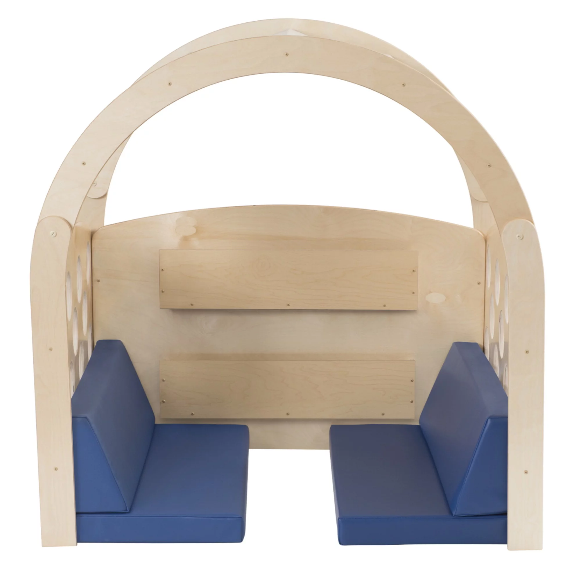 Childcraft Reading Nook, Tan/Red Canopy with Blue Cushions, 49-1/2 W x 37 D x 50 H in