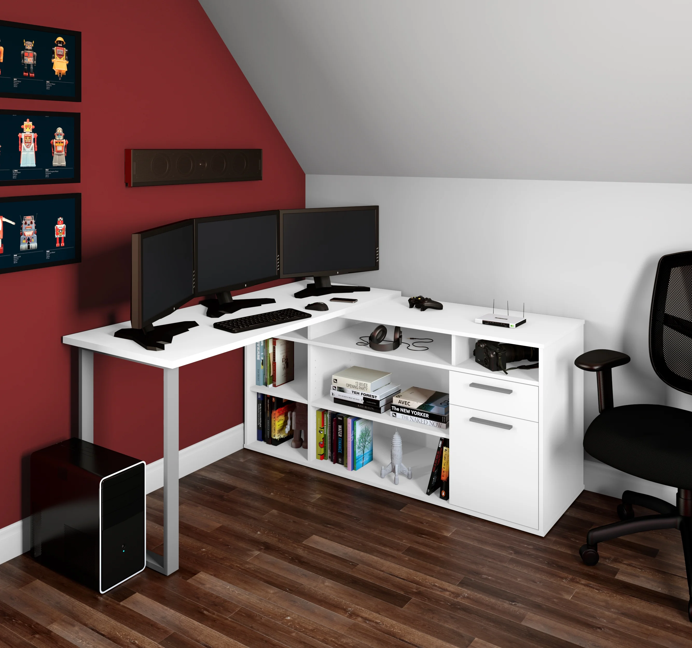 Bestar Solay 60W L-Shaped Desk in white