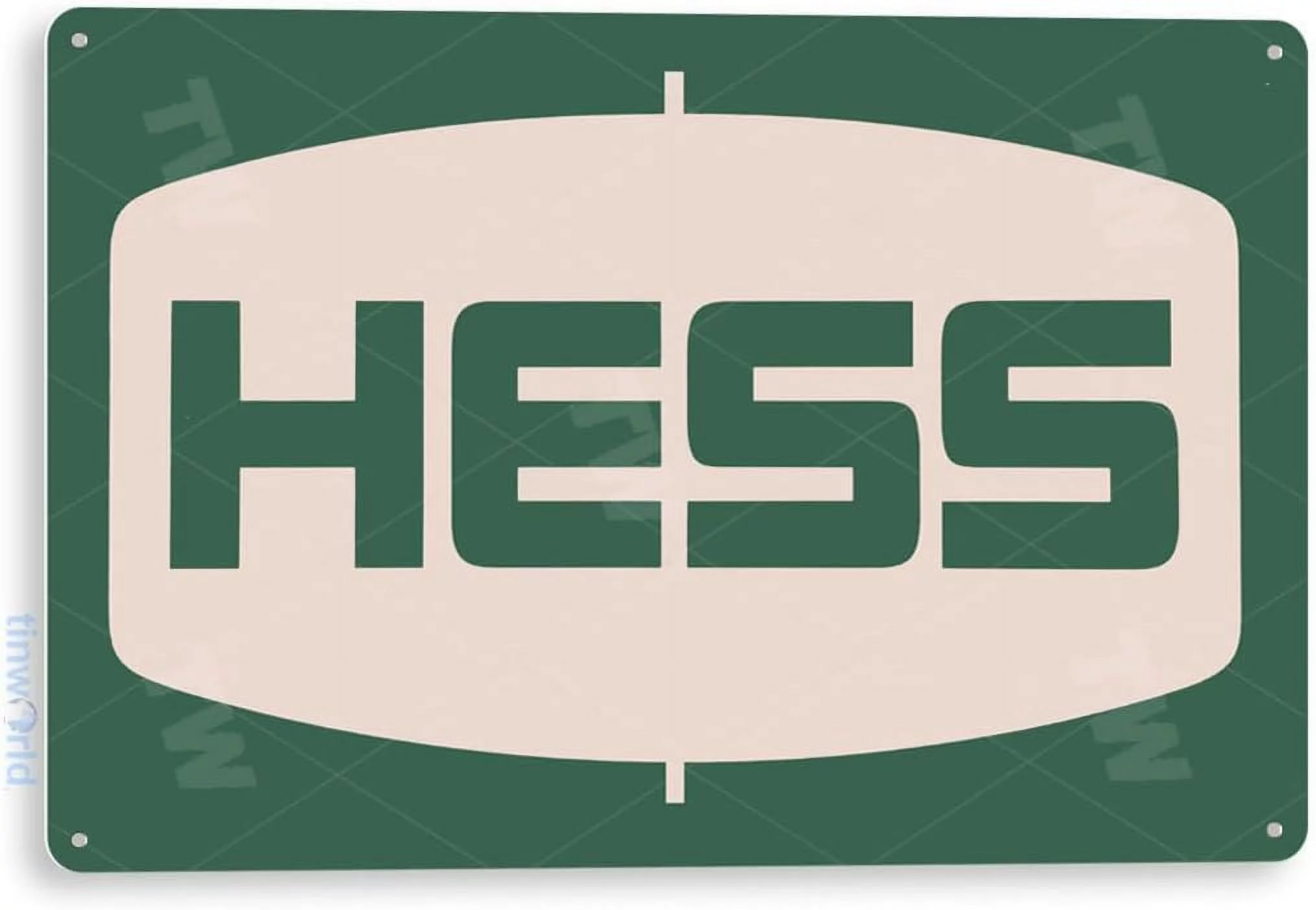 TIN Sign C400 Hess Oil Rustic Oil Gas Station Sign Garage Auto Shop Cave Sign