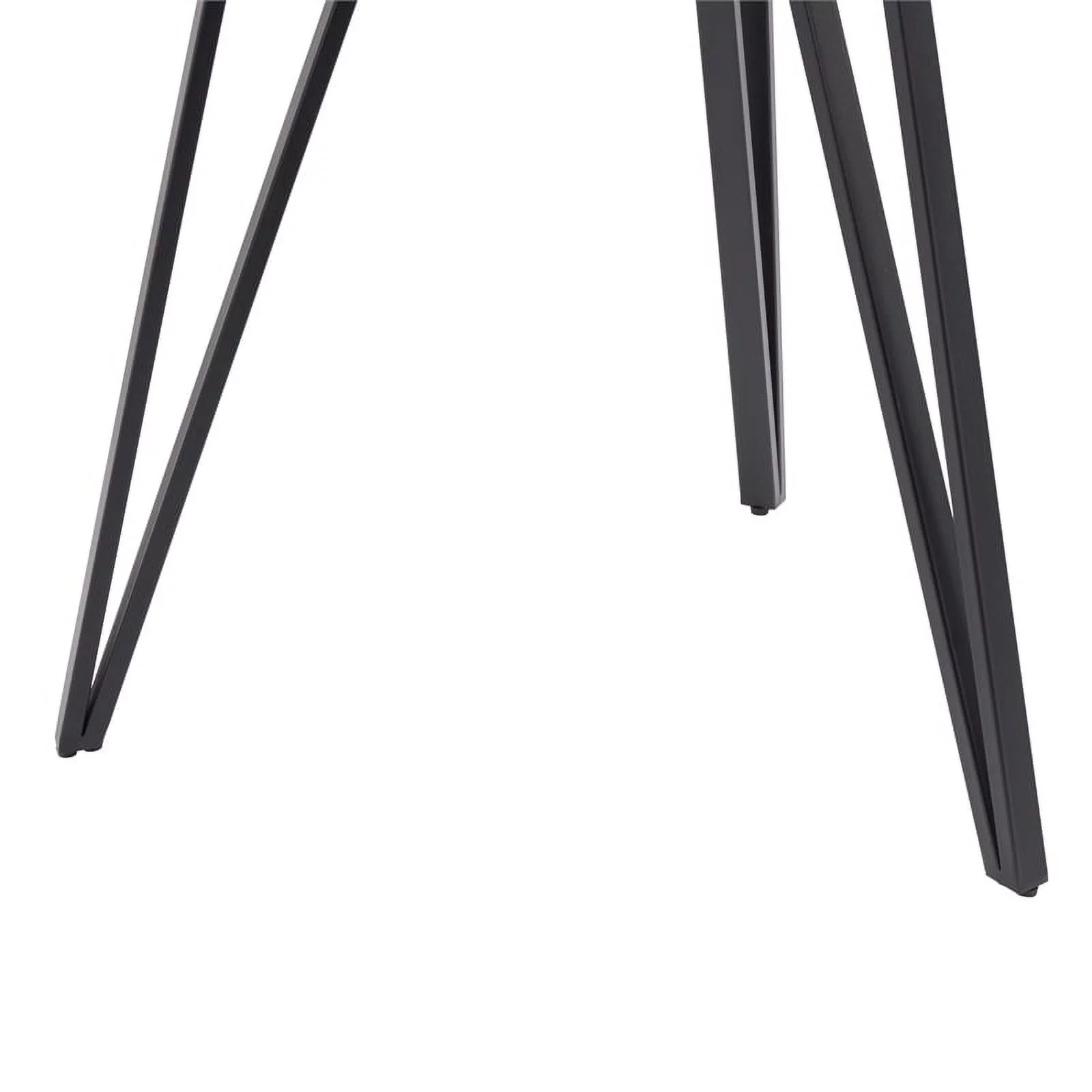 Pemberly Row Black Iron Leg Dining Table with Brown Wood Grain Top