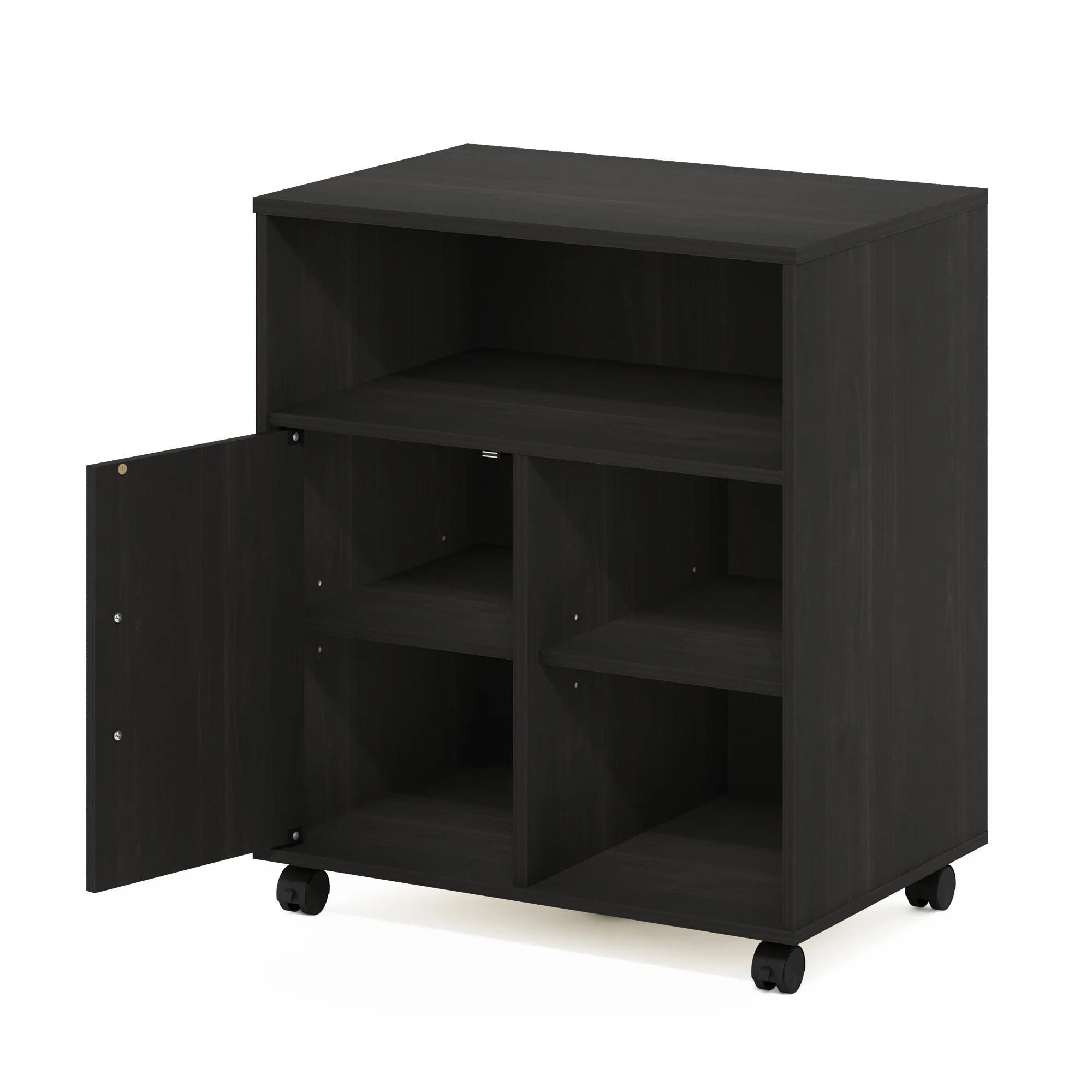 Furinno Econ Home Office Under Desk Printer Holder with Wheels, Espresso