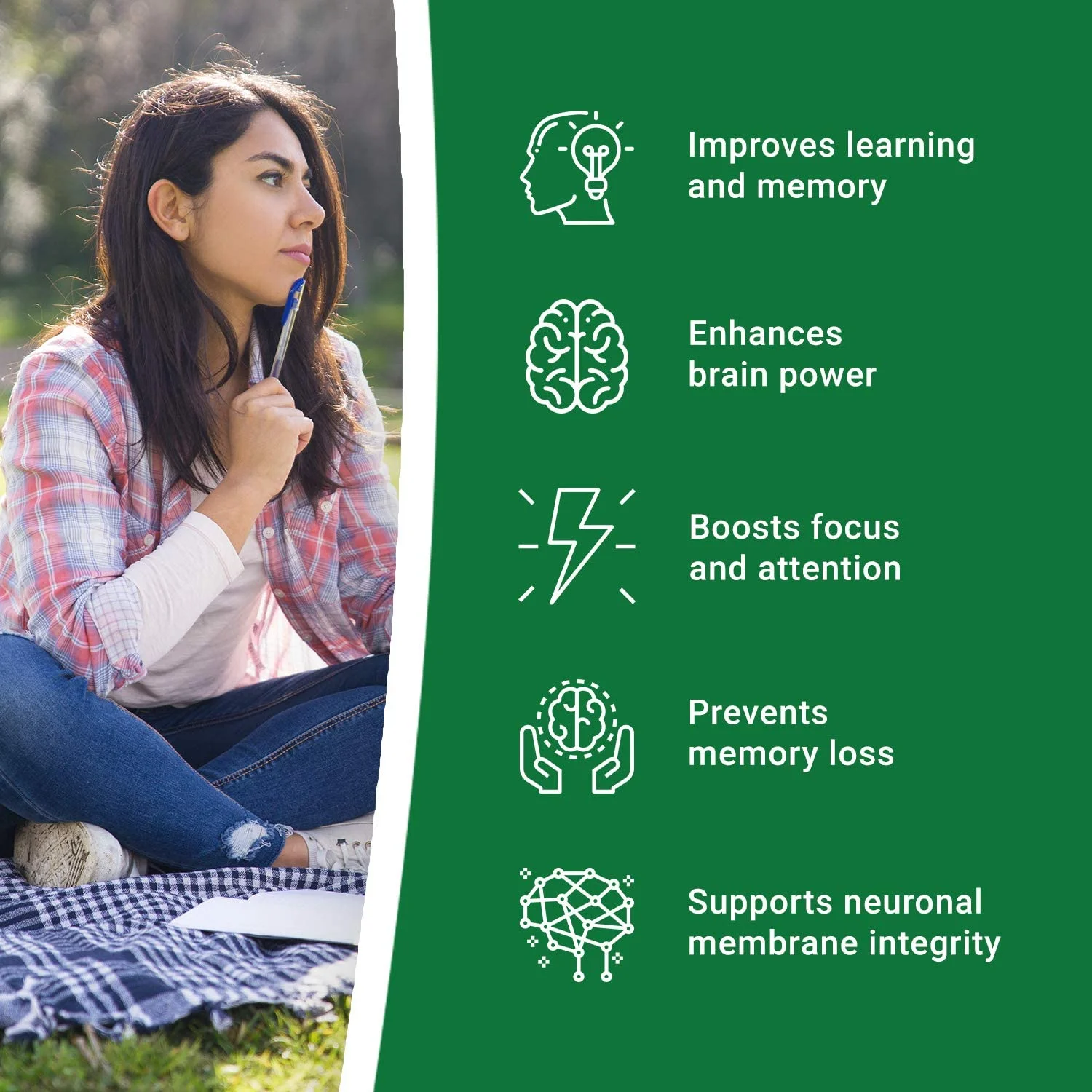 Purisure CDP Choline Powder, 50g, Brain Supplement, Reduces Mental Fatigue, 200 Uses