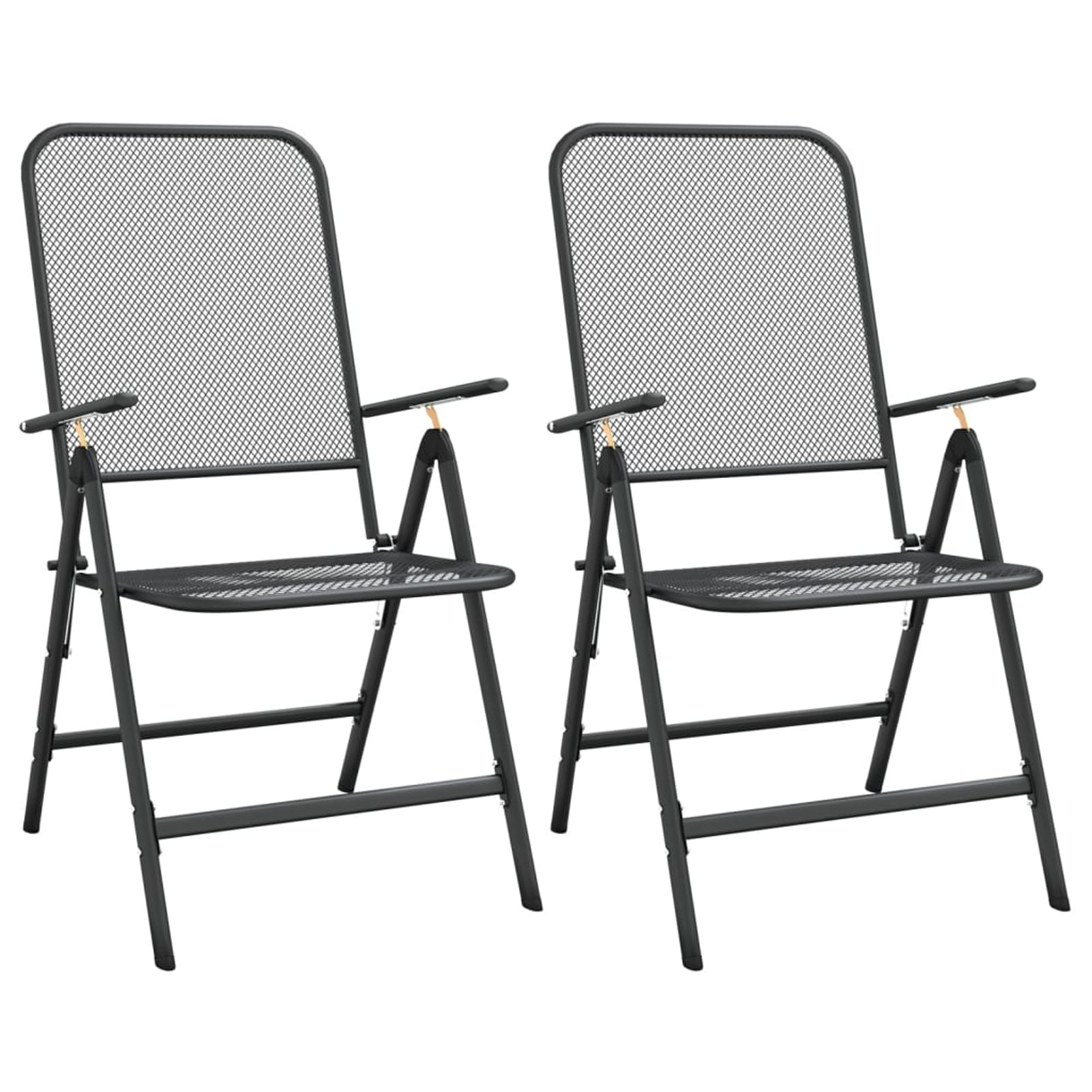 Aibecy Folding Patio Chairs 2 pcs Expanded Metal Mesh Anthracite