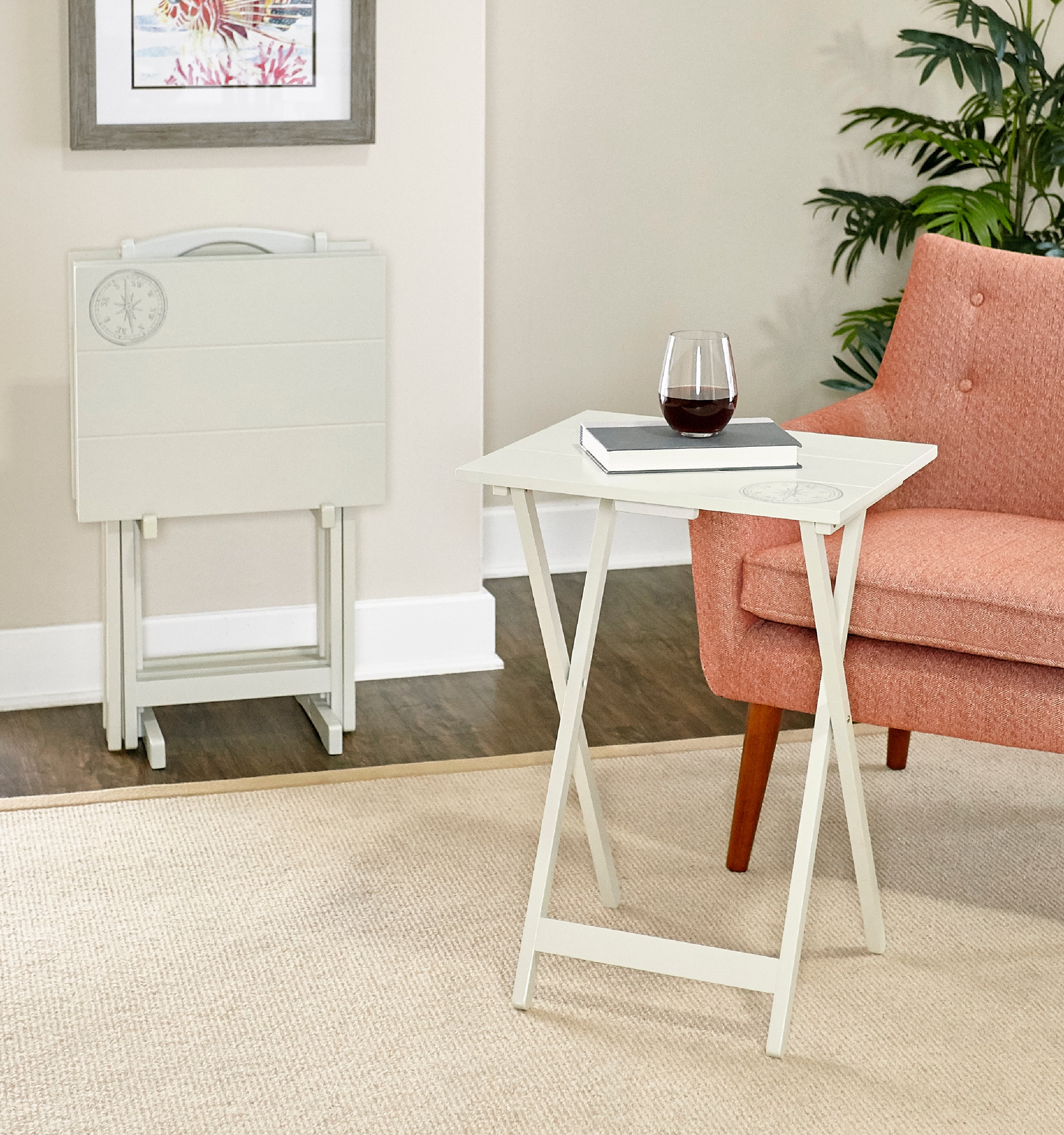 Linon Girard Folding Tray Table Set, 26.38