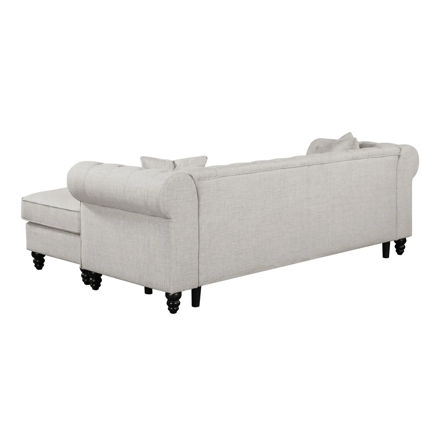 Benjara  Upholstery Reversible Chaise & 2 Pillows Sectional Sofa Set, Beige & Black - 2 Piece