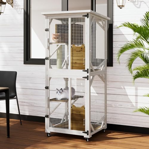 LEMBERI Cat House Outdoor Catio Cat Enclosures on Wheels, 71