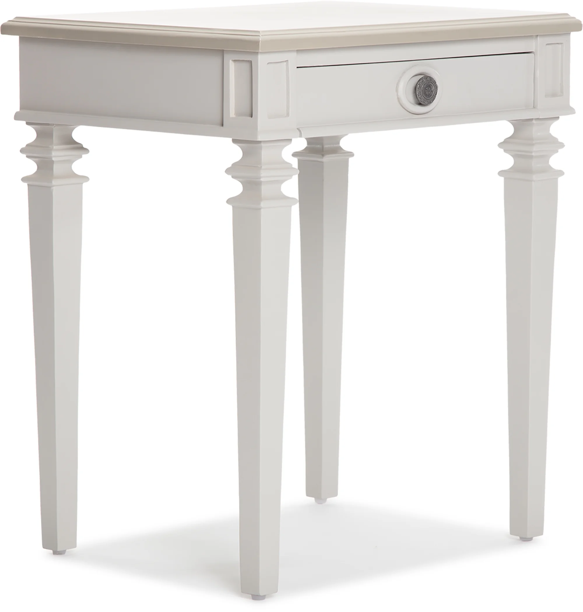 Finch Benson Traditional Solid Wood End Table Nightstand with Drawer, Light Gray
