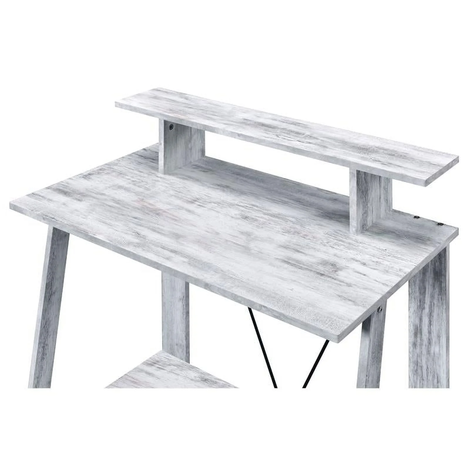 Pemberly Row Wood 2 Shelves Writing Desk in Antique White and Black