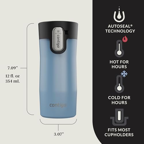 Contigo AUTOSEAL West Loop Vacuum-Insulated Stainless Steel Travel Mug with Easy-Clean Lid 20 oz Sake