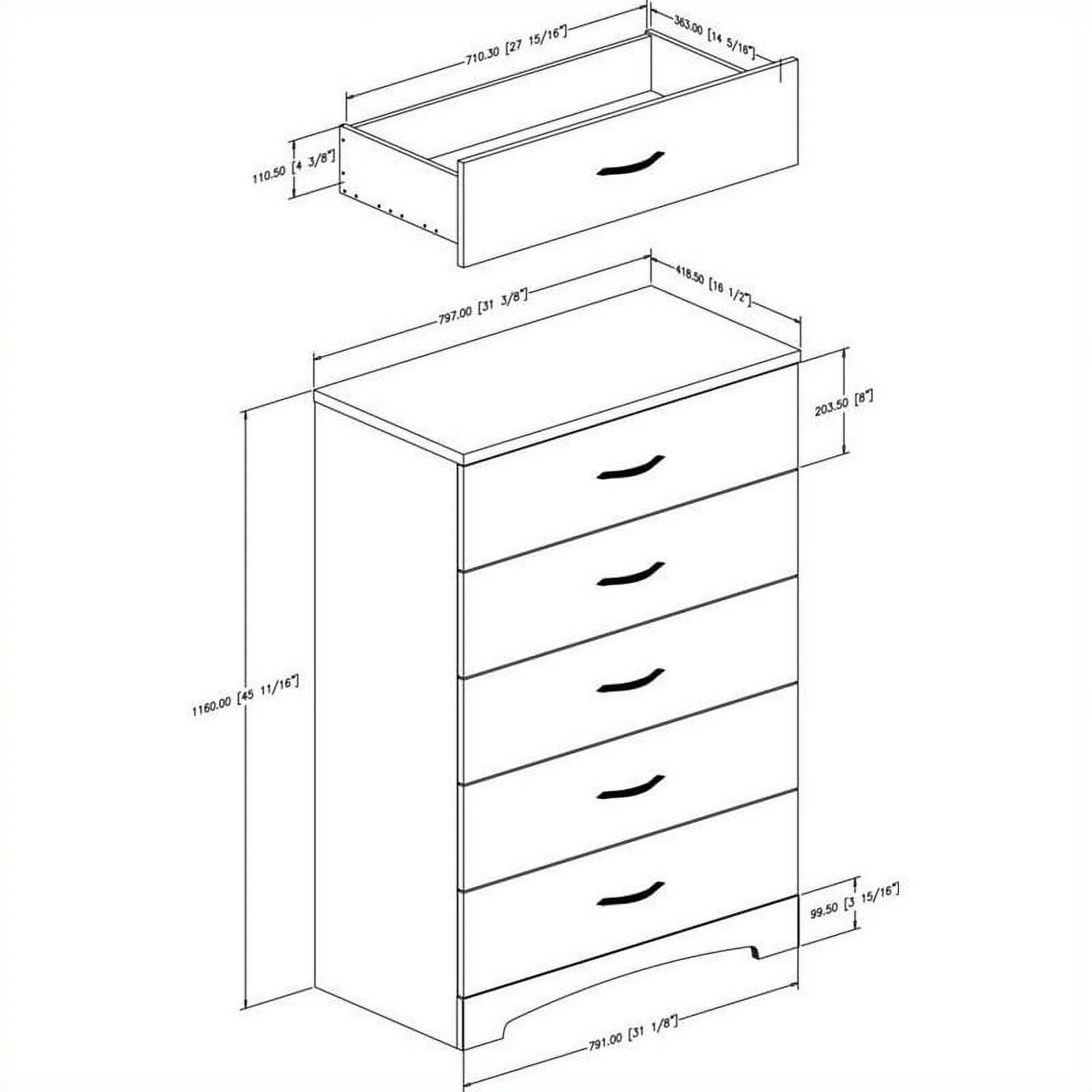 Home Square 2-Piece Set with 5-Drawer Chest and 6-Drawer Double Dresser