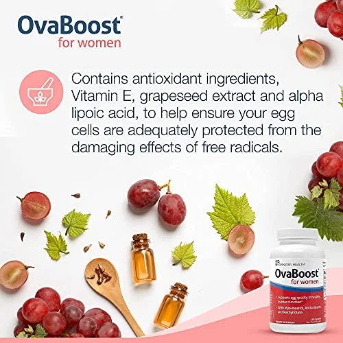Fairhaven Health Ovaboost with Myo-Inositol, Folate, CoQ10, and Vitamins - Womens Ovulation & Egg Quality - Natural Fertility Supplement (120 Capsules)