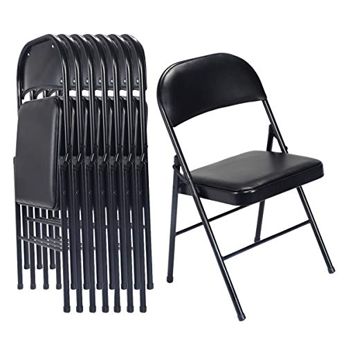 Karl home 4 Pack Grey Folding Chairs with Padded Seats for Outdoor & Indoor, Portable Stackable Commercial Seat with Steel Frame for Events Office Wedding Party, 330lbs Capacity