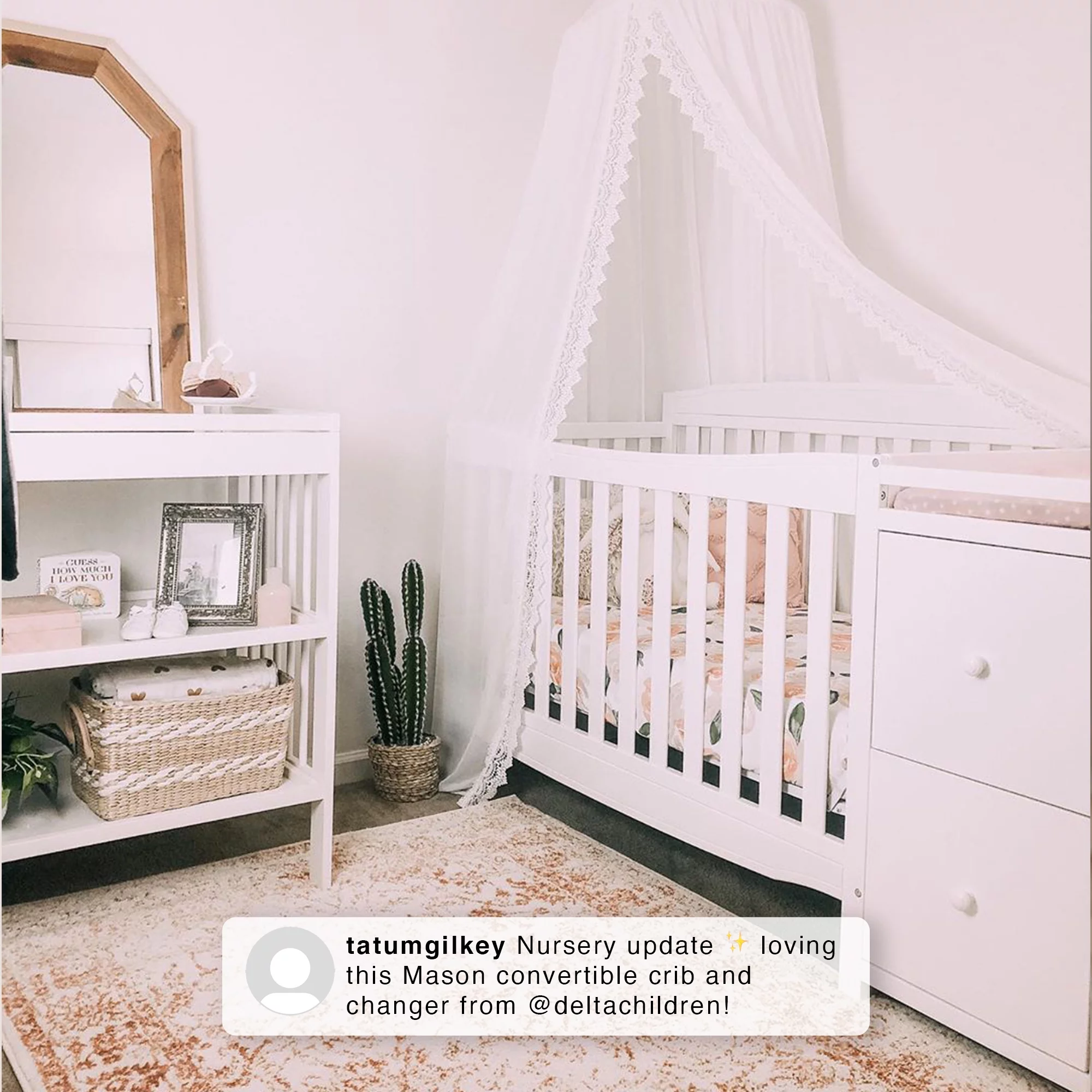 Delta Children Mason 6-in-1 Convertible Crib and Changer, Gray