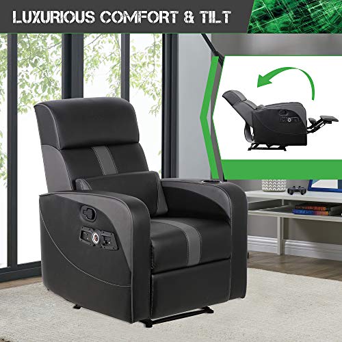 X Rocker Gamma Recliner Gaming Chair, 2.1 Bluetooth Audio System, Headrest Mounted Speakers, Built-in Footrest and Cupholder, 718001, 34.84