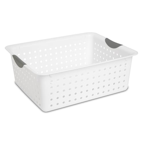 Sterilite 6-Pack Deep Ultra Basket, Open Top Plastic Storage Organizer, White - Classic Baskets for Organizing Countertops, Pantry Shelves, Kitchen Cabinets, Laundry Rooms or Home Offices