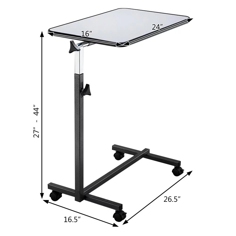 Ktaxon Adjustable Overbed Bedside Table with Wheels Gray