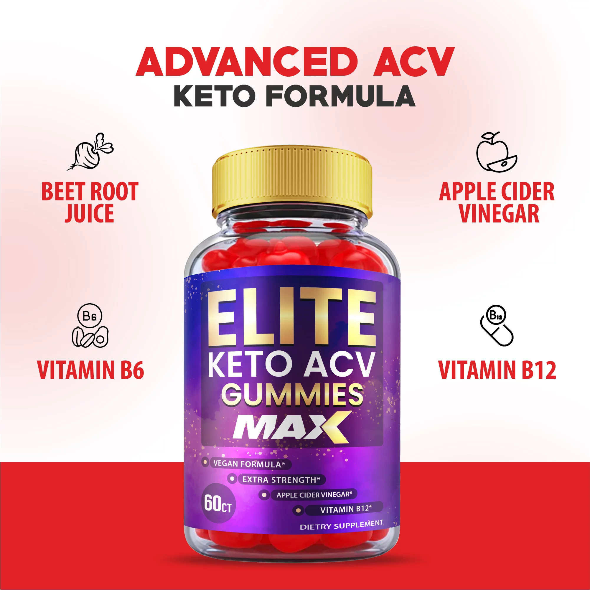 (3 Pack) Keto Elite Max Plus ACV Gummies (180 Gummies)