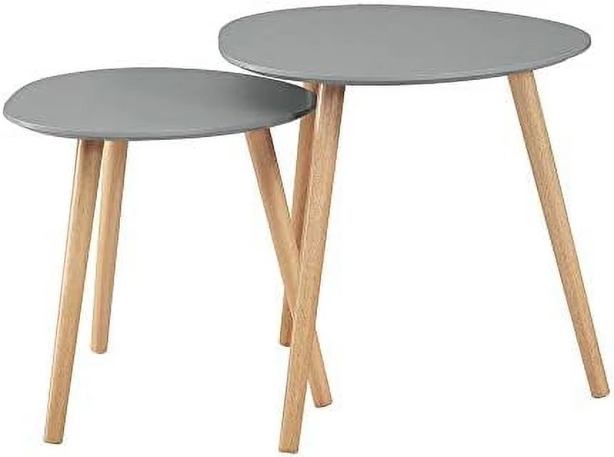 KHBIULIFE Oslo Nesting End Tables  Gray / Light Oak