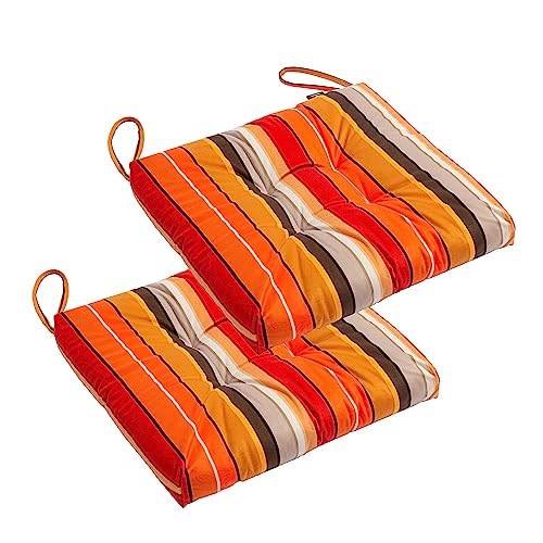 2-Pack Outdoor/Indoor Wicker Patio Seat Cushion Pad with Ties - Dining Chair Cushion, 17