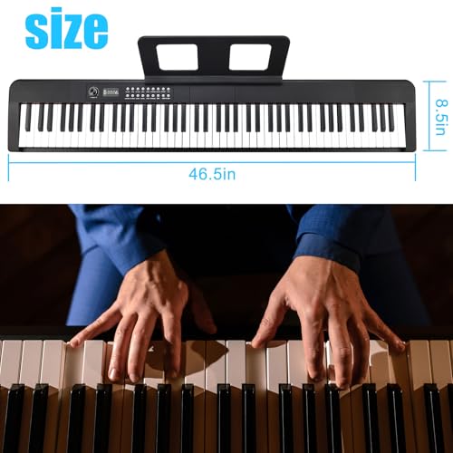 88 Key Digital Piano, Semi Weighted Electronic Keyboard Piano with Music Stand, Power Supply, Sustain Pedal, Bluetooth, Carrying Case, Headphones, USB-MIDI Compatibility, for Beginner Professional