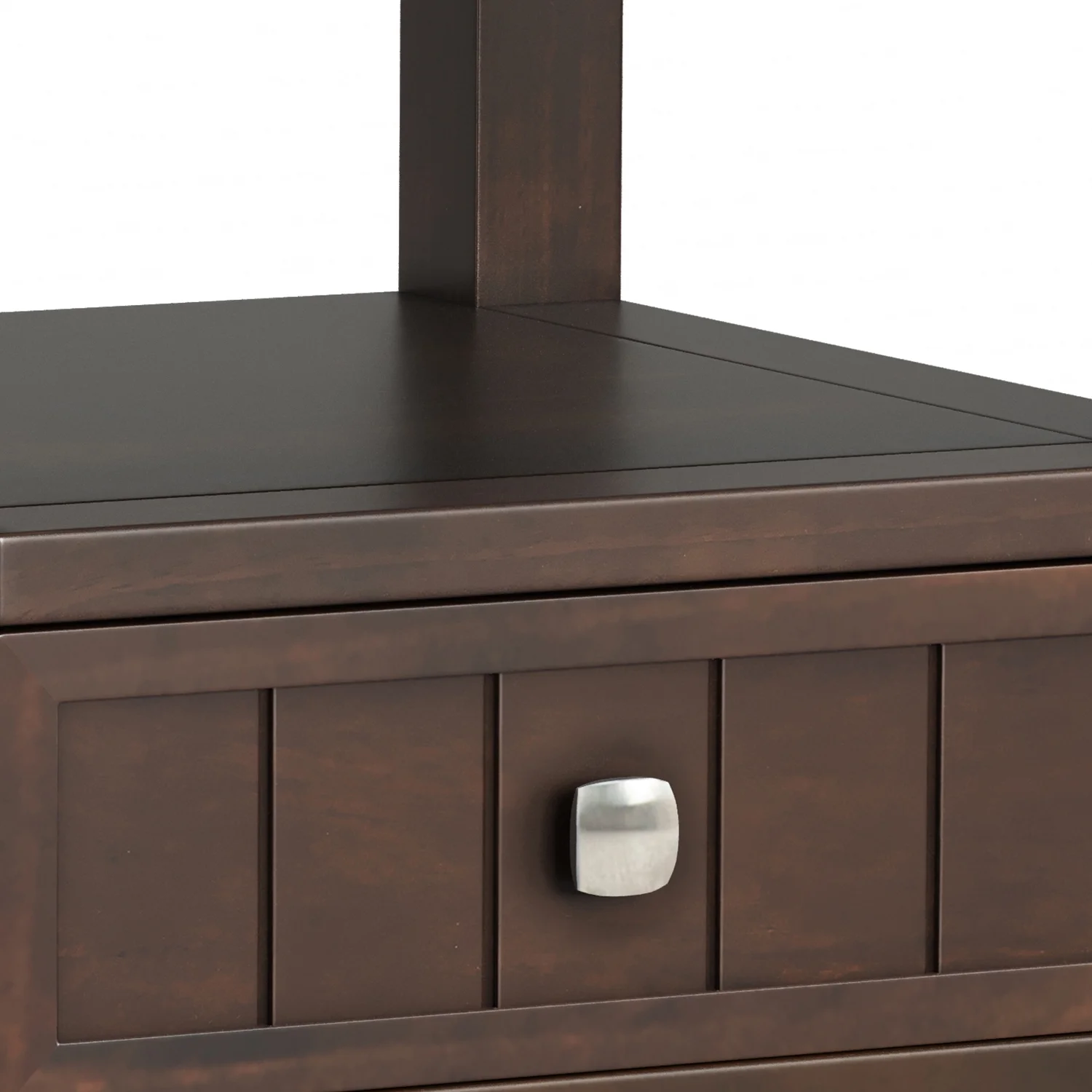Simpli Home Acadian SOLID WOOD 19 inch Wide Square Transitional End Table with Drawer in Brunette Brown