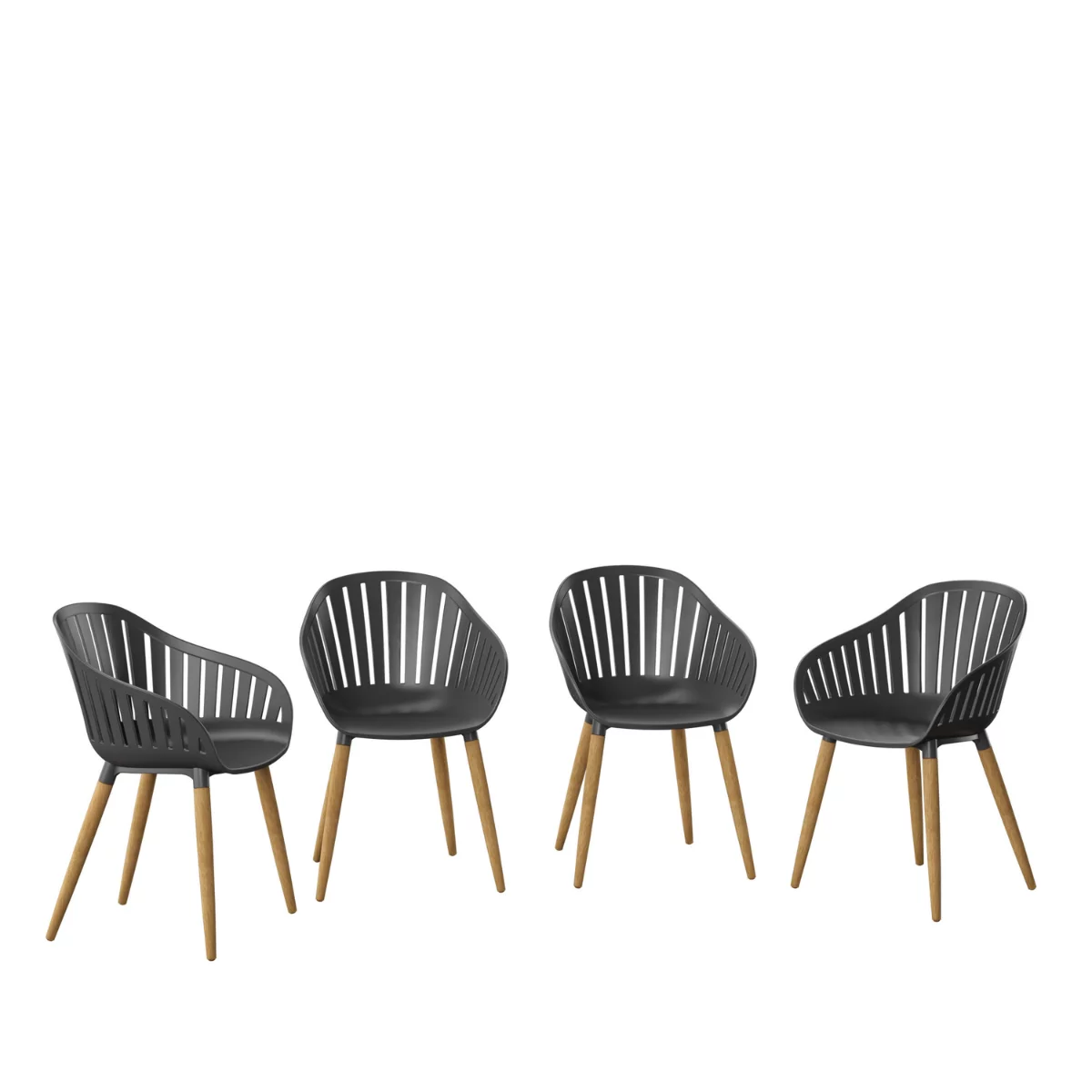 Amazonia Assen 4-Piece Chair Set, Teak Finish Legs, Ideal for Outdoors and Indoors