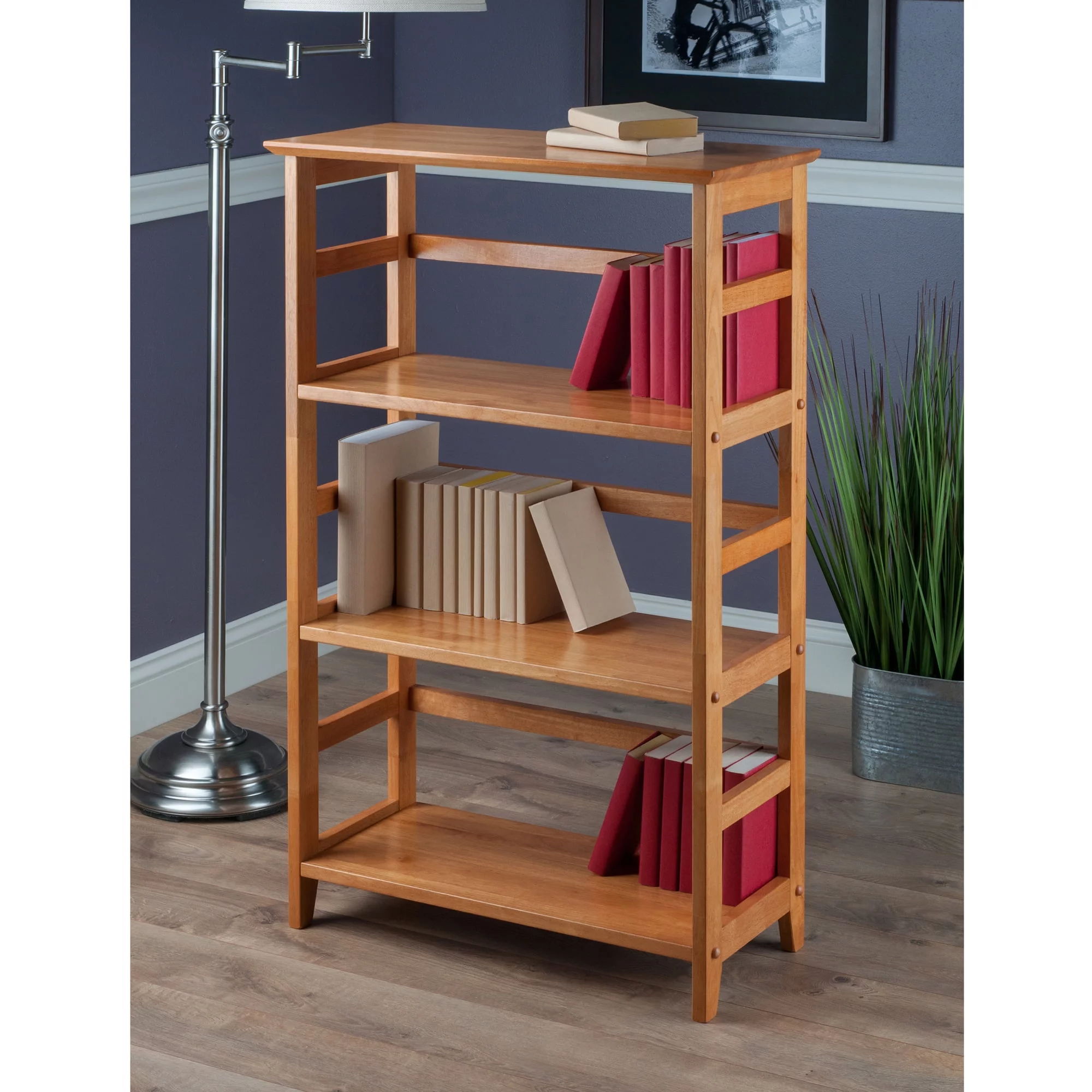 Winsome Wood Studio 3-Section Bookshelf, Honey Pine Finish