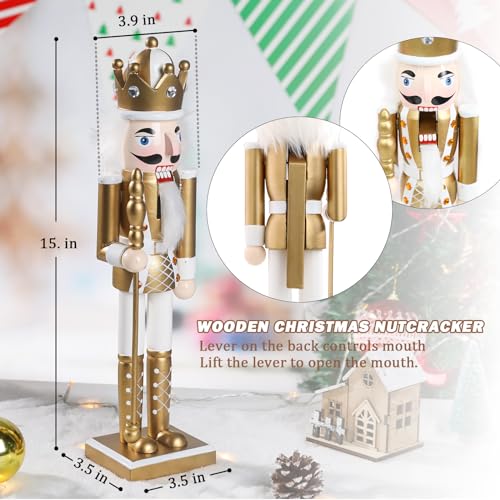 MUMTOP 16 Inch Nutcracker Christmas Decorations, Wooden Christmas Nutcracker Figures Ornament Christmas Soldier NutcrackerDecorations for Table Desktop Fireplace Indoor Home Winter, Green