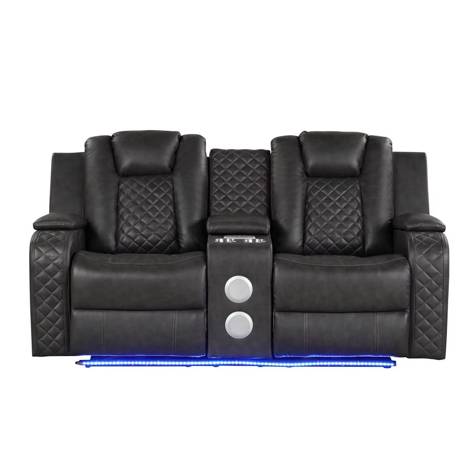 Benz LED & Power Recliner 3 PC Made With Faux Leather in Gray
