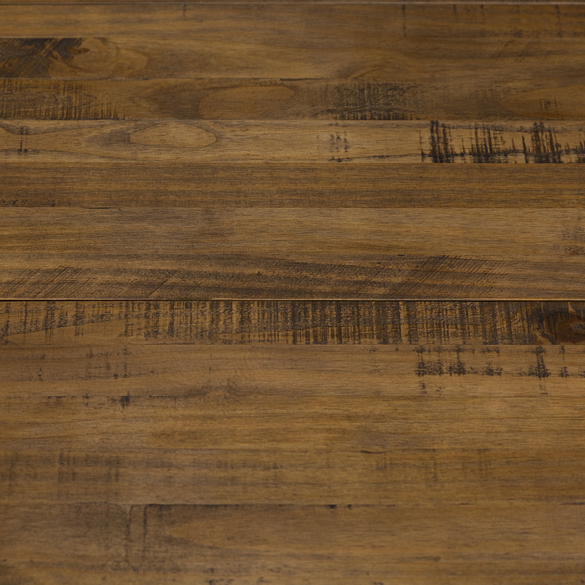 Walker Edison Modern Solid Wood Trestle Dining Table, Rustic Oak/White