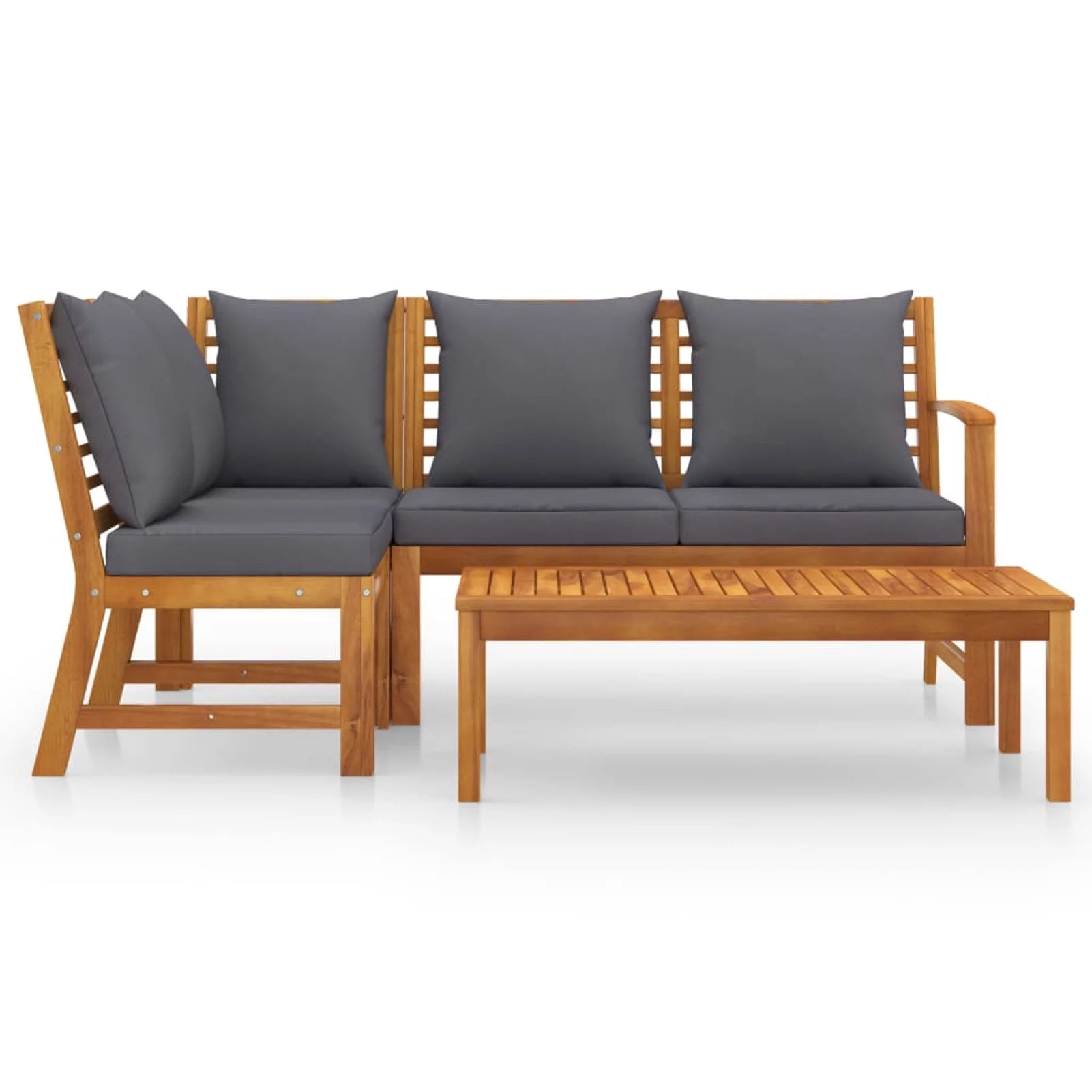 4 Piece Patio Set with Cushion Solid Acacia Wood