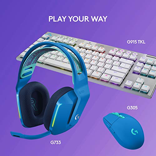 Logitech G733 Lightspeed Wireless Gaming Headset, Suspension Headband, Lightsync RGB, Blue VO!CE Mic, PRO-G Audio – Black, Gaming Headset Wireless, PC, PS5, PS4, Switch Compatible