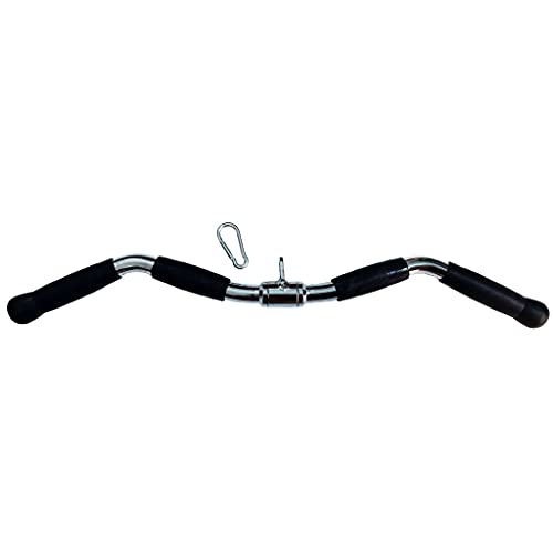 Lat Cable Machine Attachment Curl Pulldown Barbell Revolving Bar, Multi-Exerciser Cable Attachment, Solid Steel Tricep Press Down Bar with Rubber Handgrips & Revolving Hanger